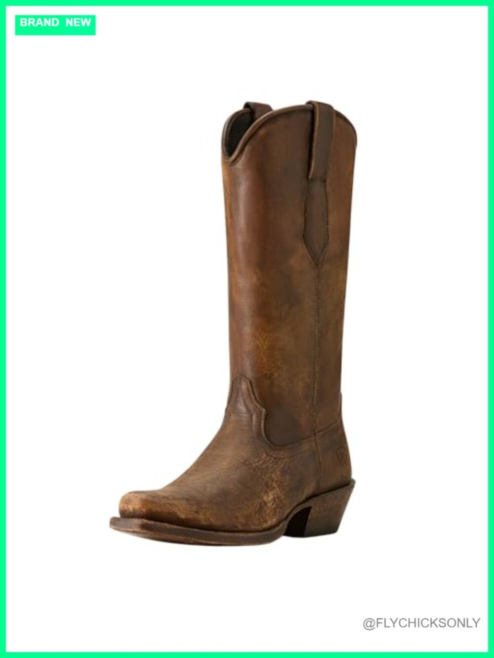 Western Stockman Leather Boots Square Toe Mid-Calf Cowboy Boots